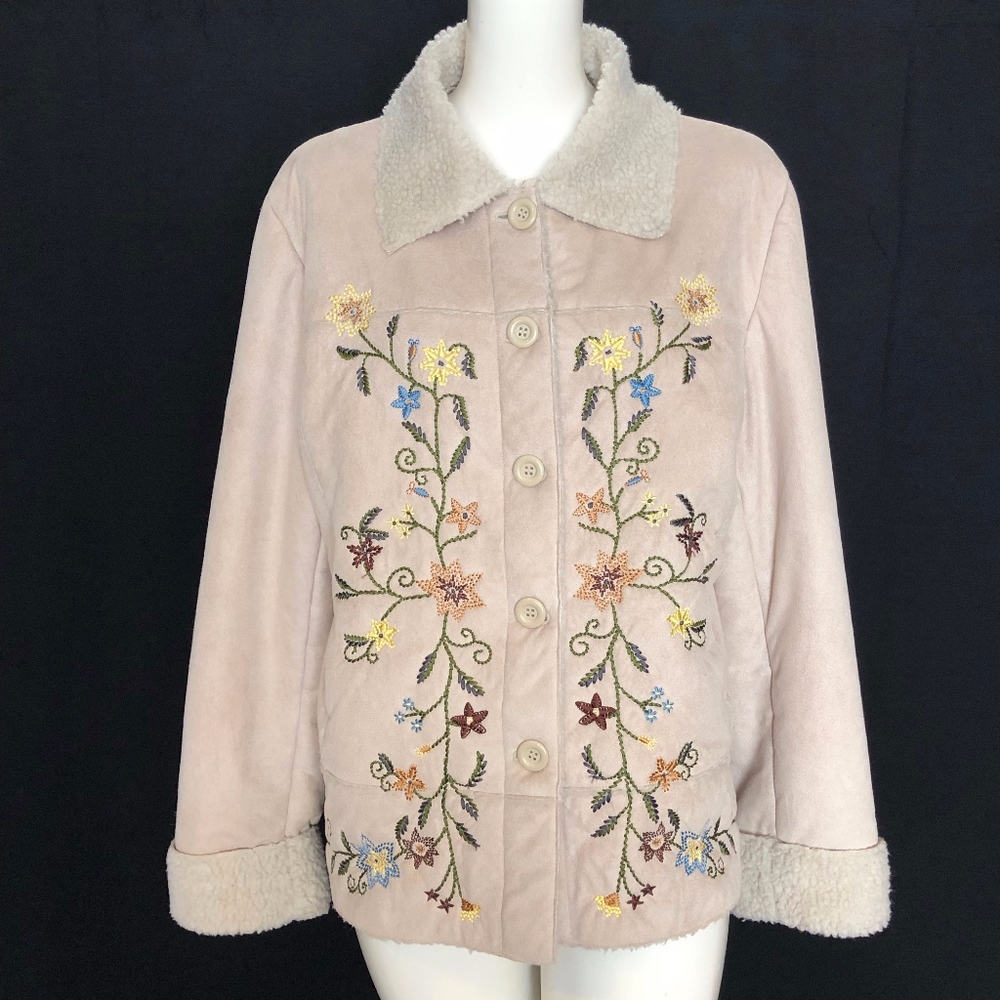Mechant Embroidered Faux Suede Jacket